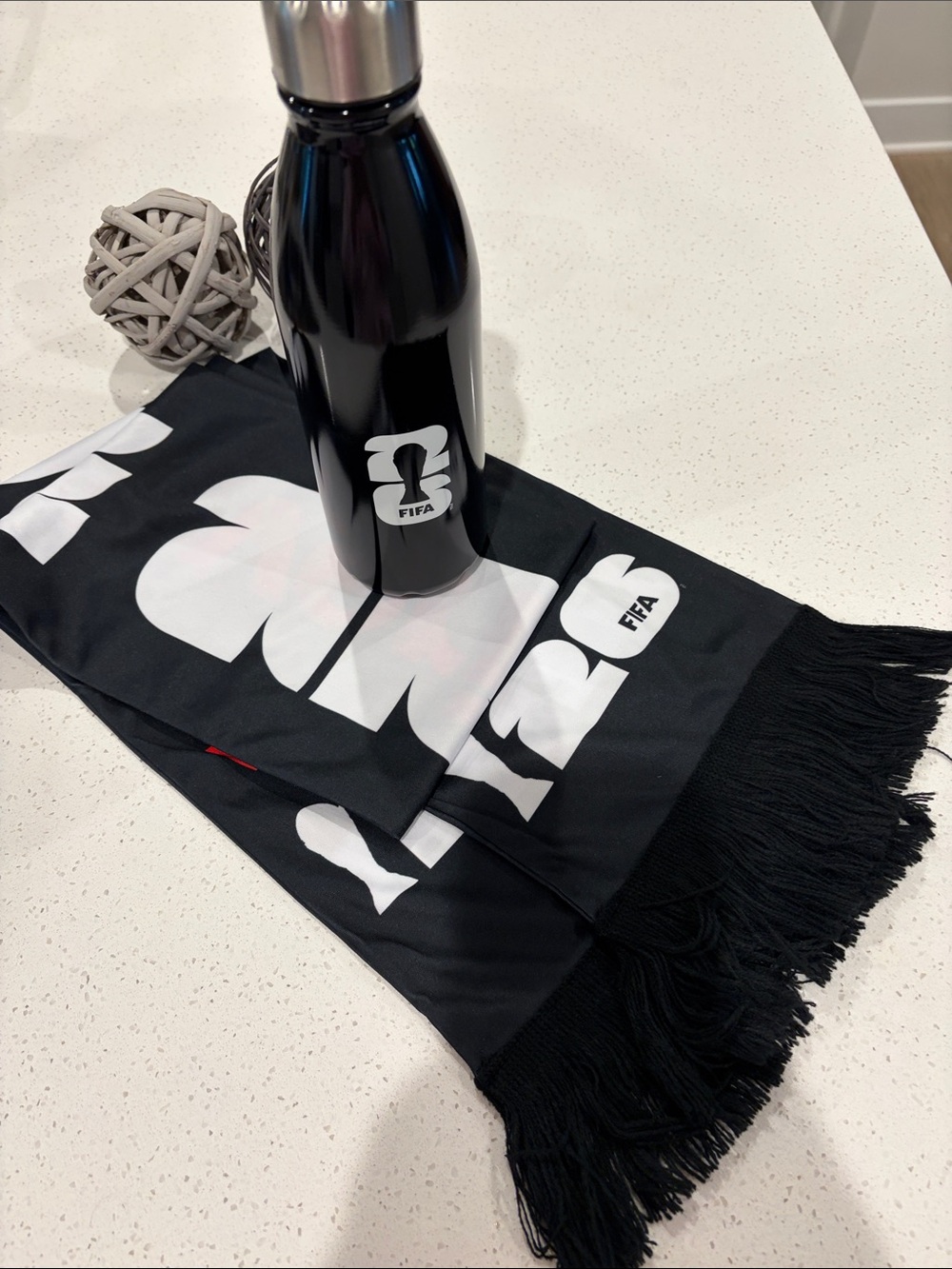 FIFA Black Water Bottle with Black Graphic Scarf